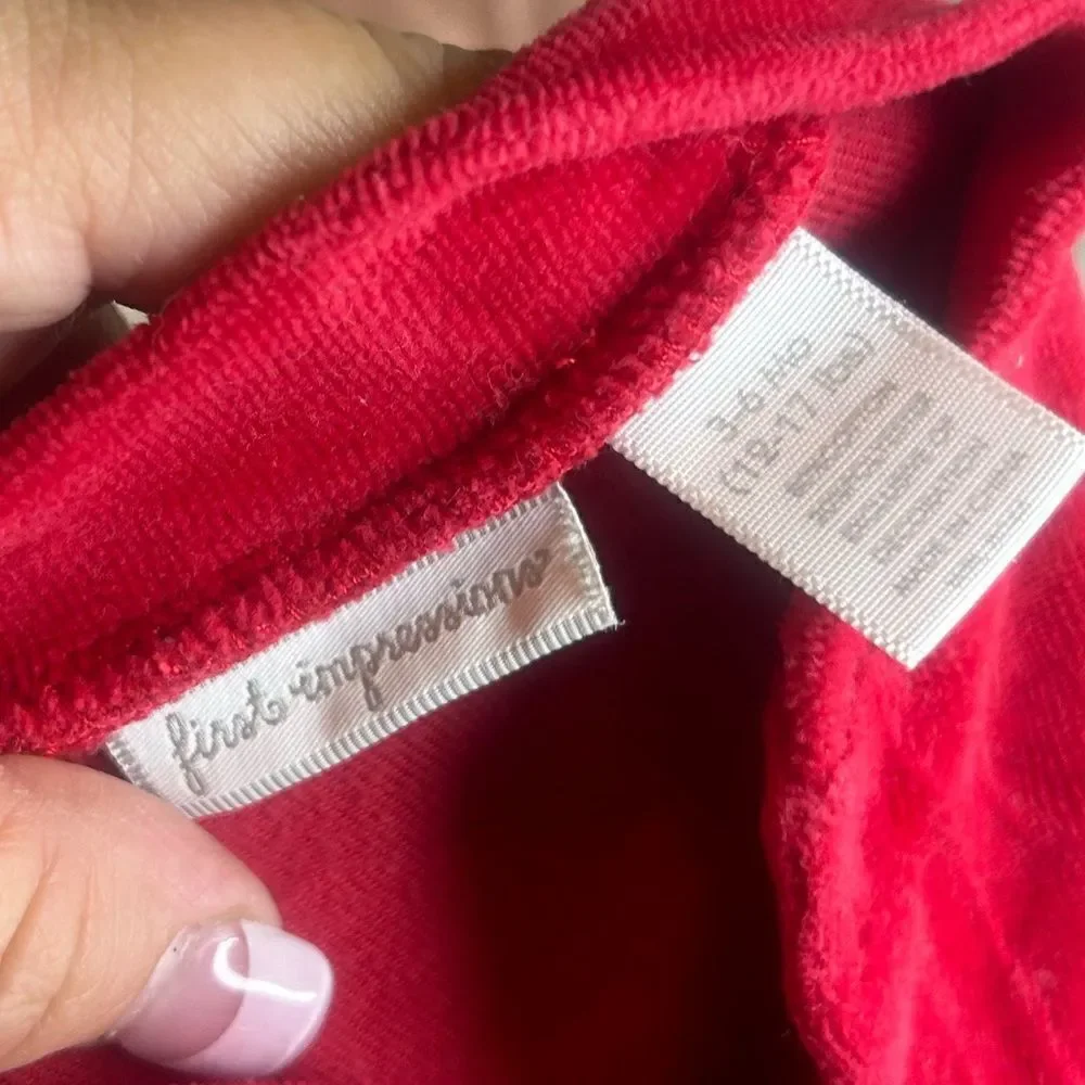 5 for $25🔥3-6 Months First Impressions Red‎ Velvet Reindeer Footie Jumpsuit